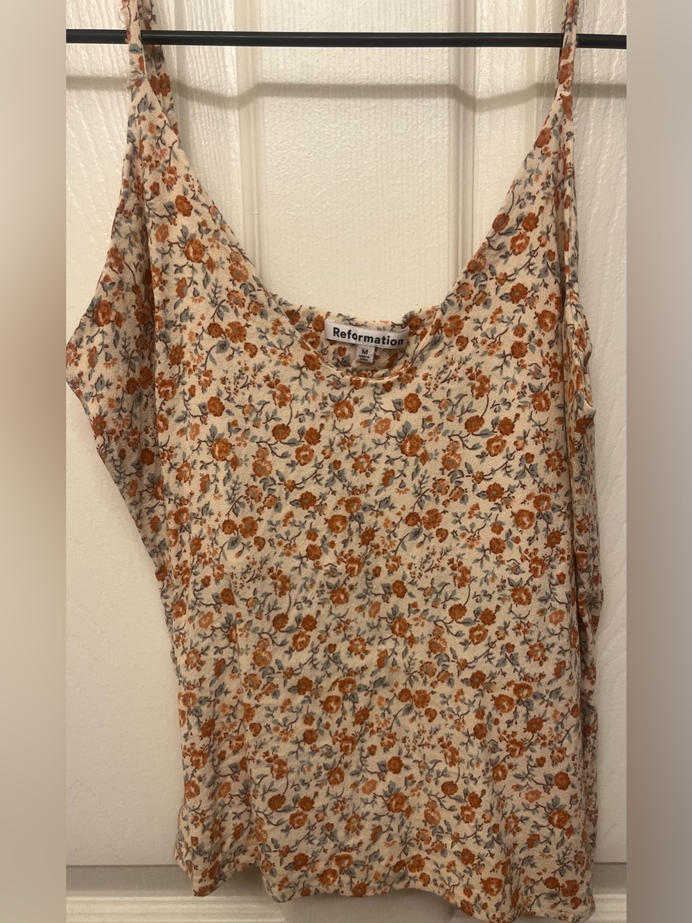 Reformation Cream Floral Slip Tank Top
